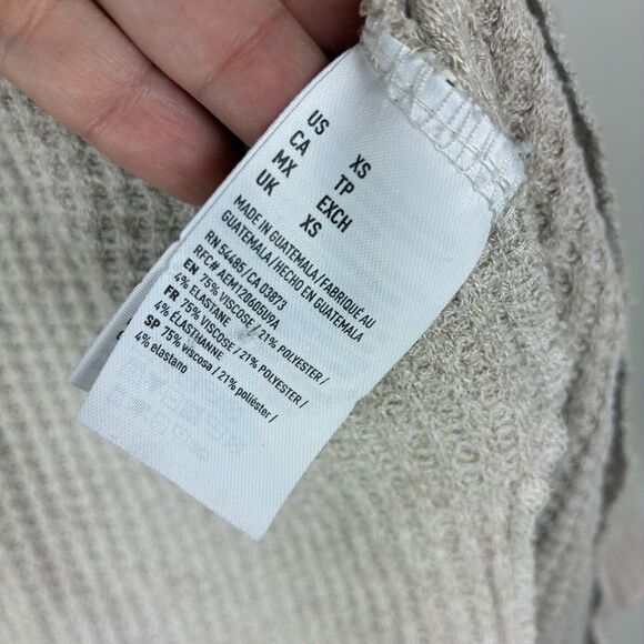 American Eagle Soft Sexy Plush Oatmeal XS Waffle Knit Lounge Cozy Open Cardigan - Picture 6 of 7